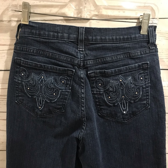 NYDJ Midrise Bootcut Dark Wash Jeans Embellished - Picture 7 of 8